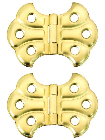 Pair of Small Victorian Butterfly Cabinet Hinges - 1 3/8 H x 1 7/8 inch W.